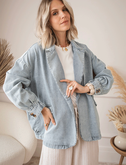 Bomberjacke - Bomber Blazer Denim - Blau