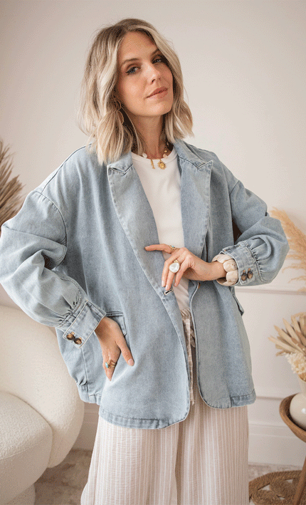 Bomberjacke - Bomber Blazer Denim - Blau