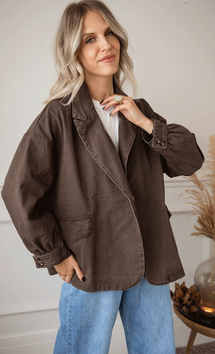Bomber Blazer Denim Brown - Jacket