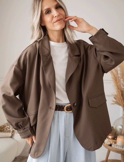 Bomber Blazer Smooth Dark Brown - Jacket