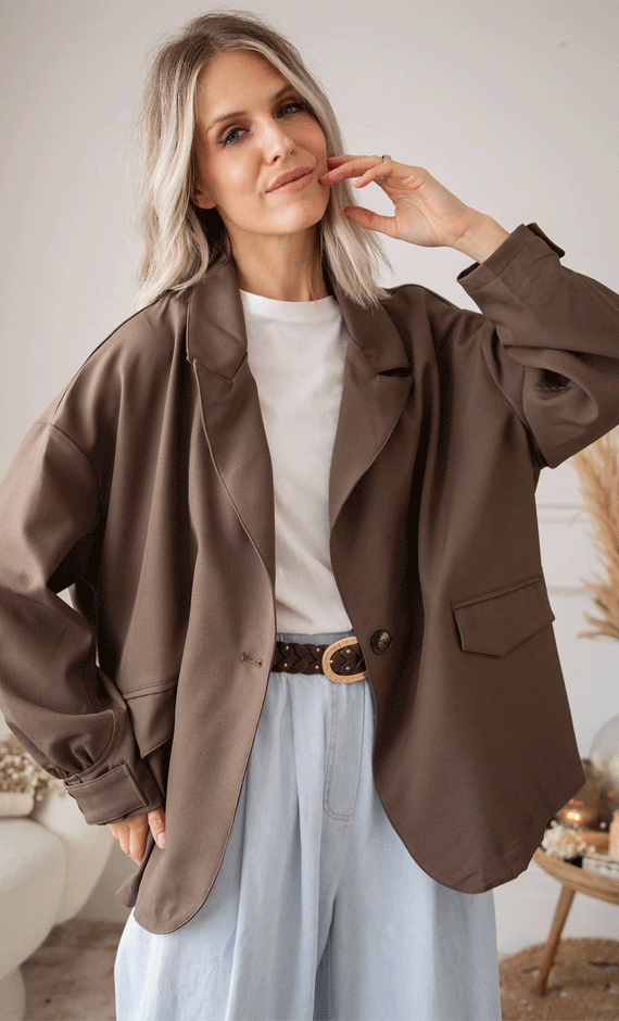 Bomber Blazer Smooth Dark Brown - Jacket