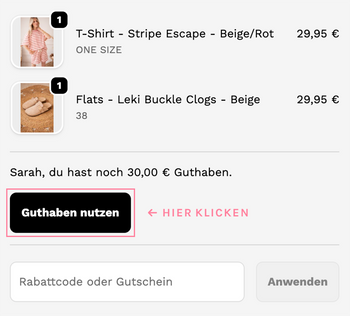 Wie nutze ich mein Shoppingguthaben?