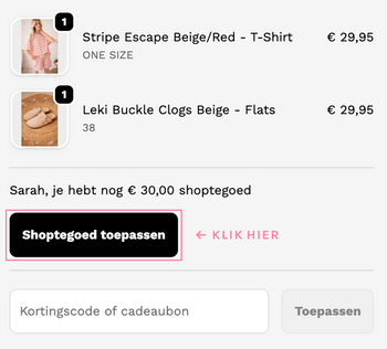 Hoe gebruik ik mijn shoptegoed?