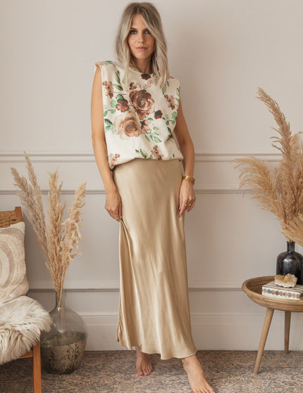 Falling For Flowers Beige/Rusty - Sleeveless Trui