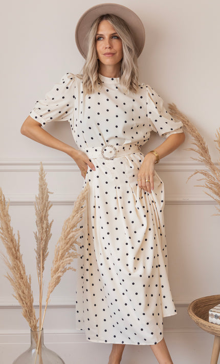 Audrey Dots White - Maxi Jurk