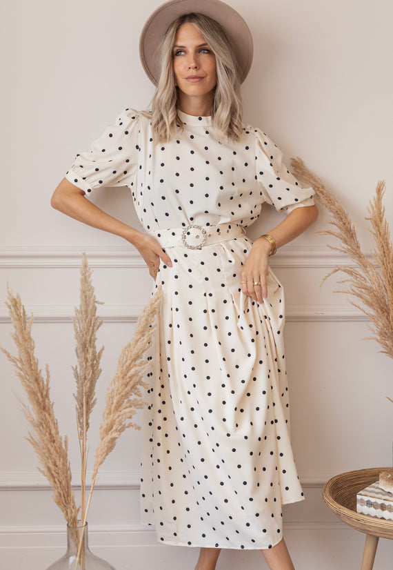 Audrey Dots White - Maxi Dress