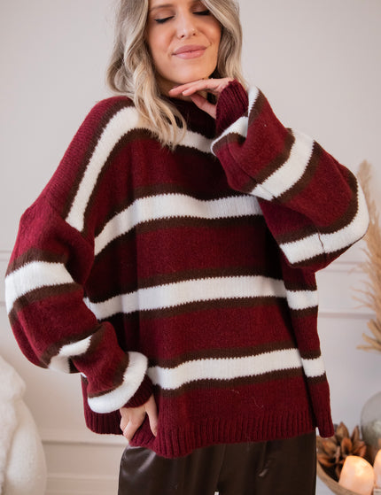 Pullover - Wrapped In Stripes - Bordeaux
