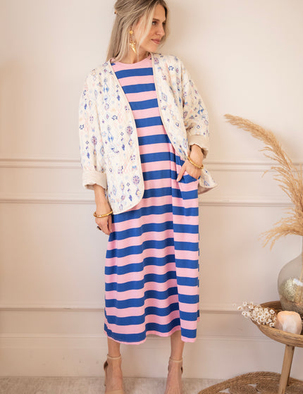 Maxikleid - Stripe Me Happy - Babyrosa/Dunkelblau
