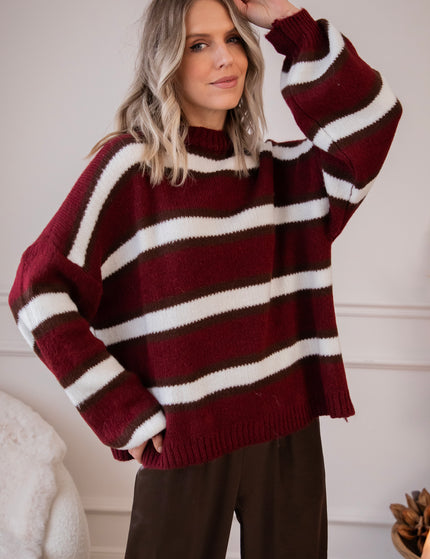 Pullover - Wrapped In Stripes - Bordeaux