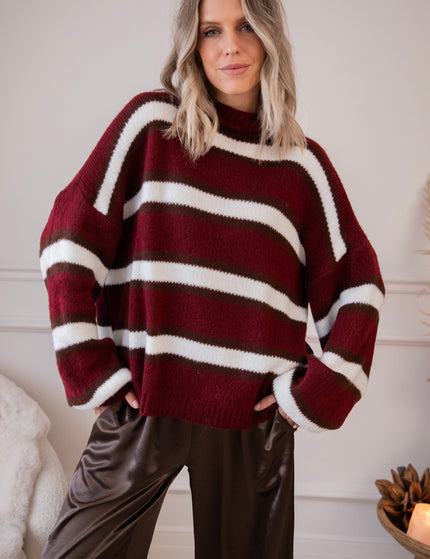 Pullover - Wrapped In Stripes - Bordeaux