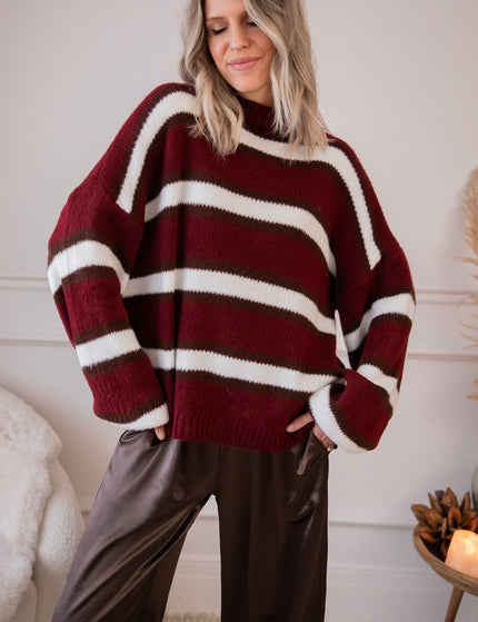 Pullover - Wrapped In Stripes - Bordeaux