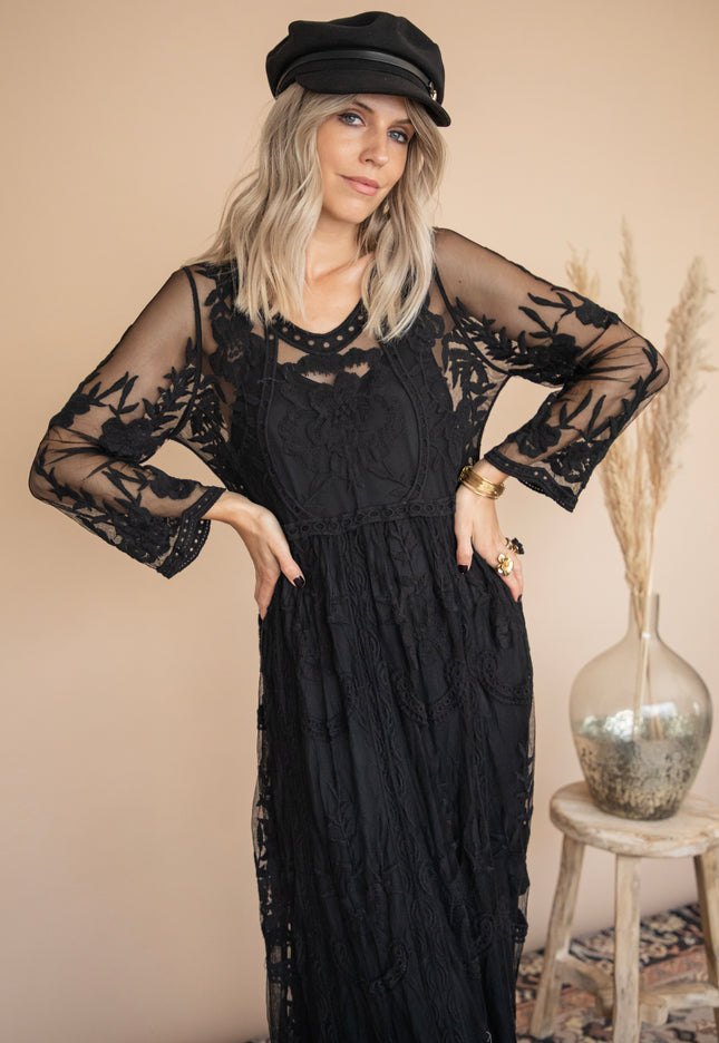 Laurel Lace Black - Maxi Jurk