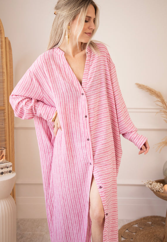 Serene Stripes Pink - Maxi Jurk
