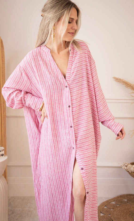 Serene Stripes Pink - Maxi Jurk