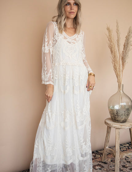 Laurel Lace Beige - Maxi Jurk