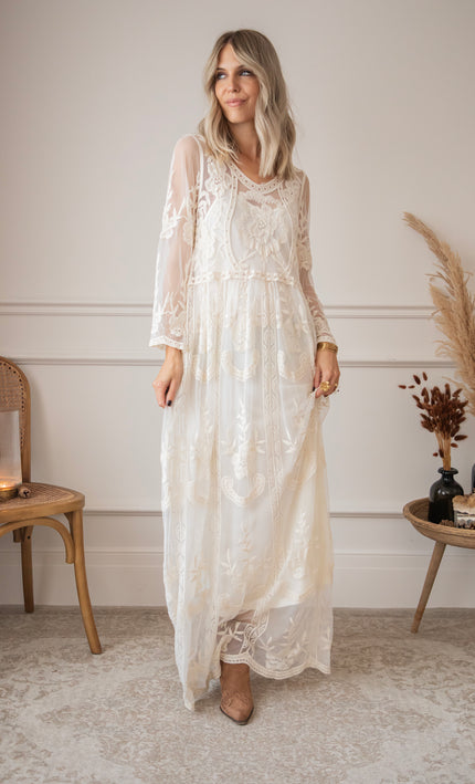 Laurel Lace Beige - Maxi Dress