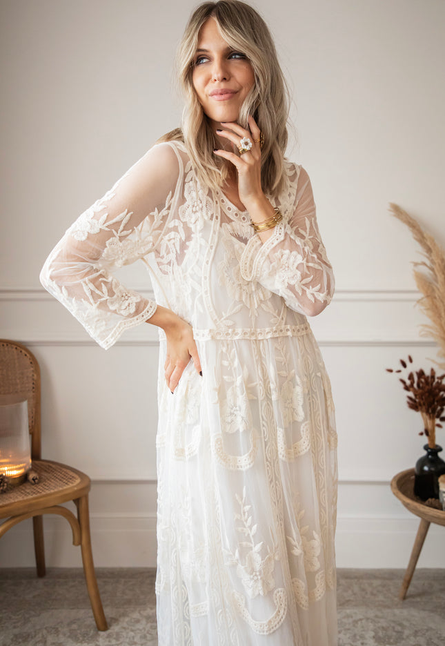 Laurel Lace Beige - Maxi Dress