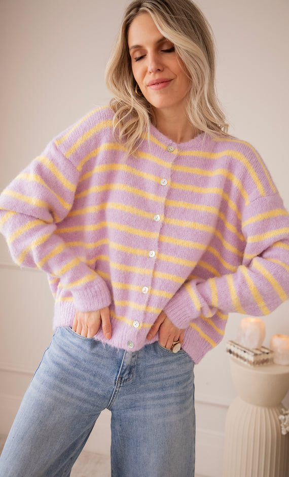 Samantha Stripe Lila/Yellow - Vest