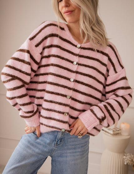 Samantha Stripe Baby Pink/Brown - Vest