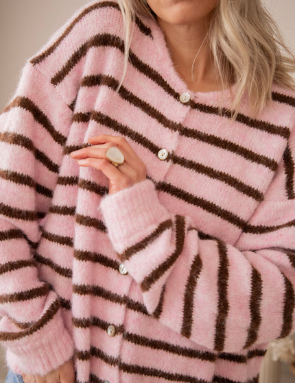 Samantha Stripe Baby Pink/Brown - Vest
