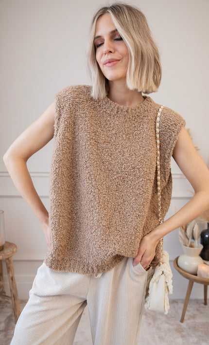 Amber Woolen Camel - Debardeur 