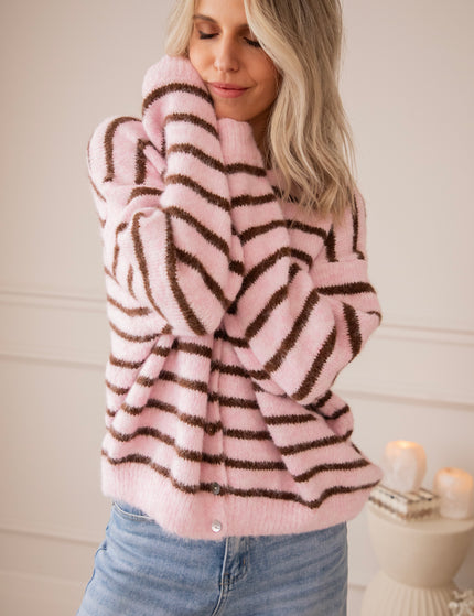 Samantha Stripe Baby Pink/Brown - Vest