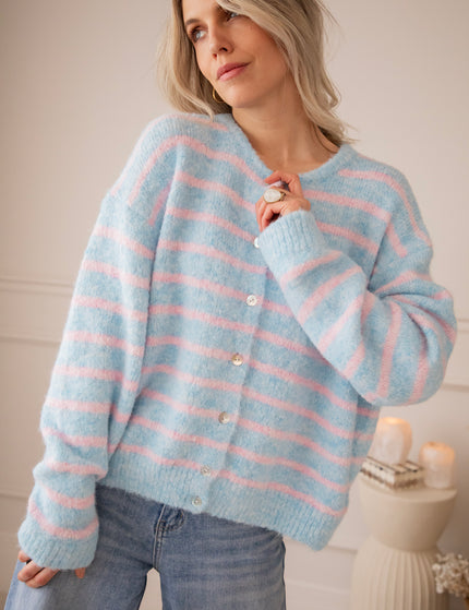 Samantha Stripe Baby Blue/Baby Pink - Vest