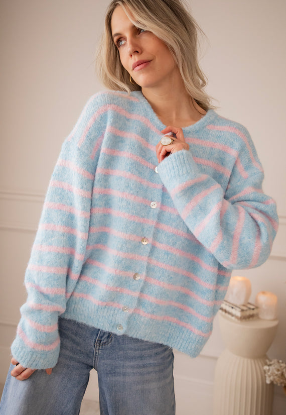 Samantha Stripe Baby Blue/Baby Pink - Vest