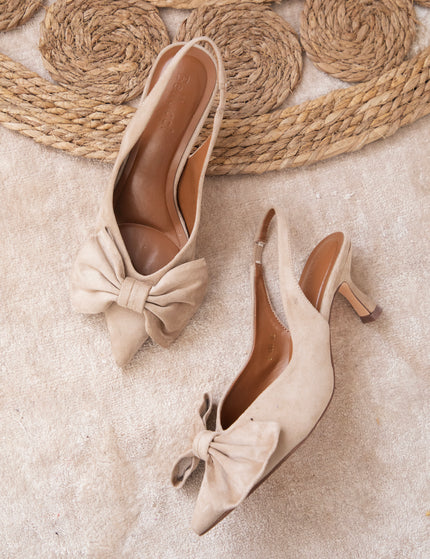 Go With The Bow Beige - Heels