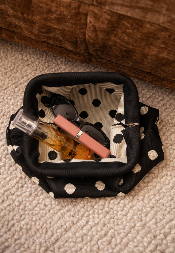 Pia Polka Clutch Black/Off White - Handbag