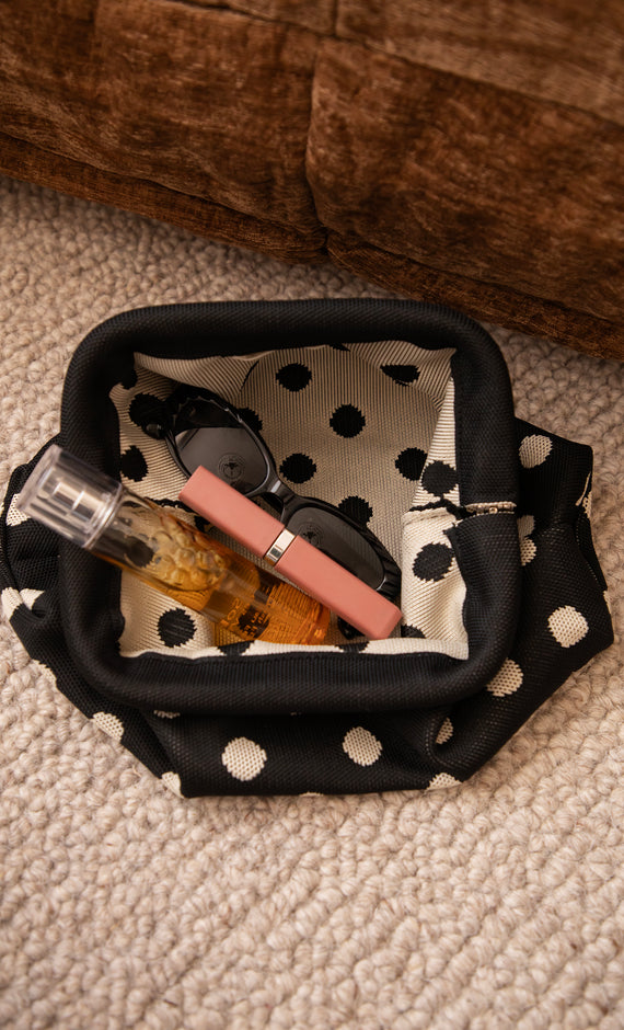 Pia Polka Clutch Black/Off White - Handbag
