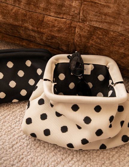 Pia Polka Clutch Off White/Black - Handtas