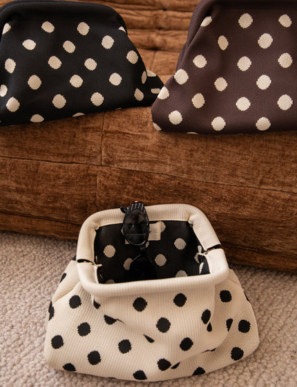 Handtasche - Pia Polka Clutch - Braun/Off-White