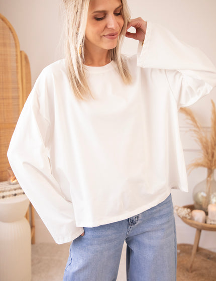 Langarmshirt - Sadie Basic - Weiß