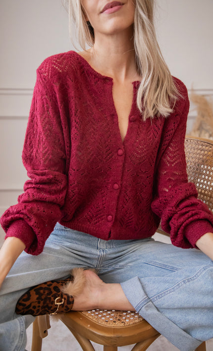 Tilly Burgundy - Cardigan