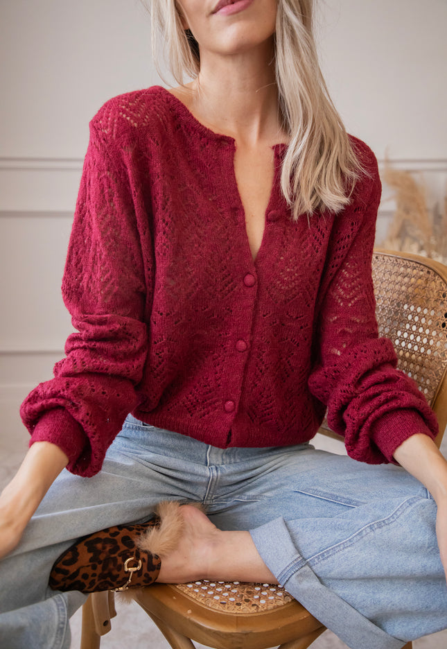 Tilly Burgundy - Cardigan