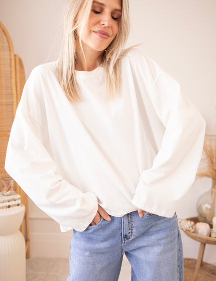 Langarmshirt - Sadie Basic - Weiß