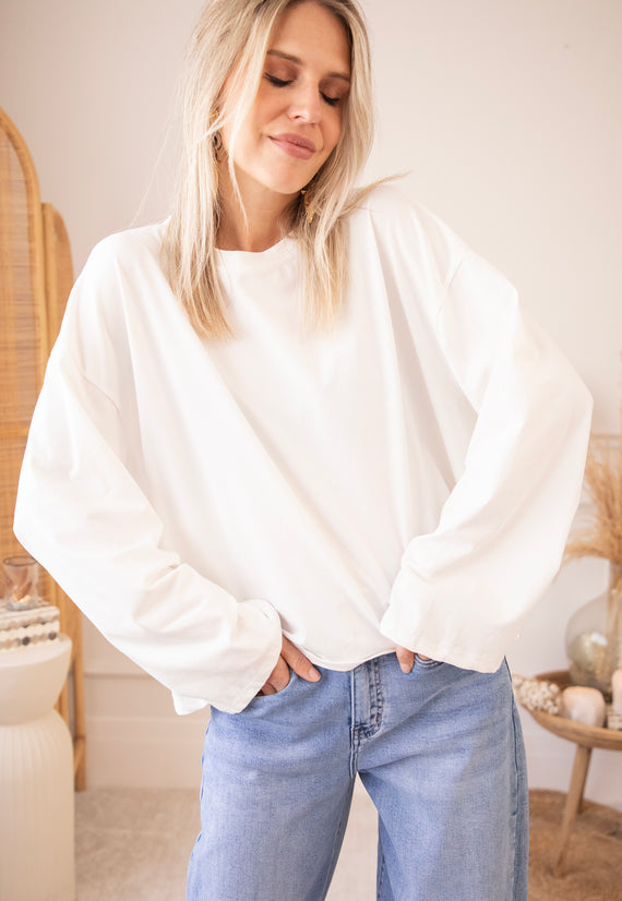 Sadie Basic White - Longsleeve