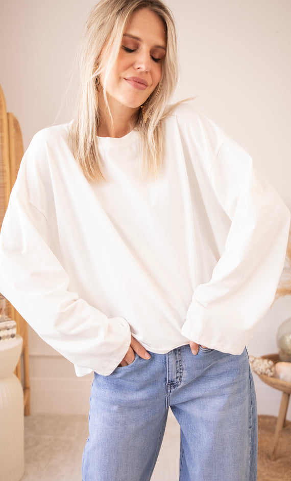 Sadie Basic White - Longsleeve