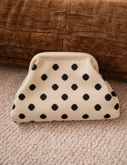 Pia Polka Clutch Off White/Black - Handtas