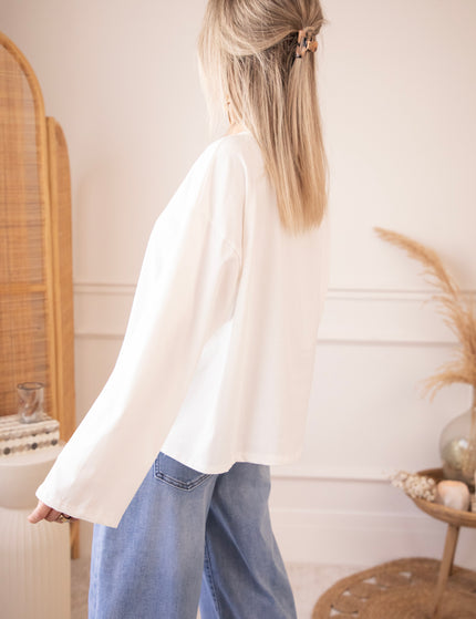 Langarmshirt - Sadie Basic - Weiß