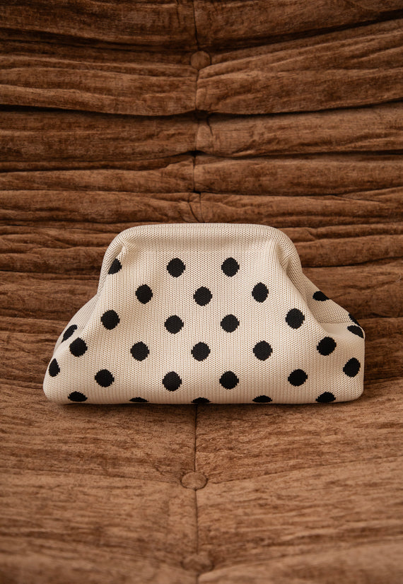 Pia Polka Clutch Off White/Black - Handbag