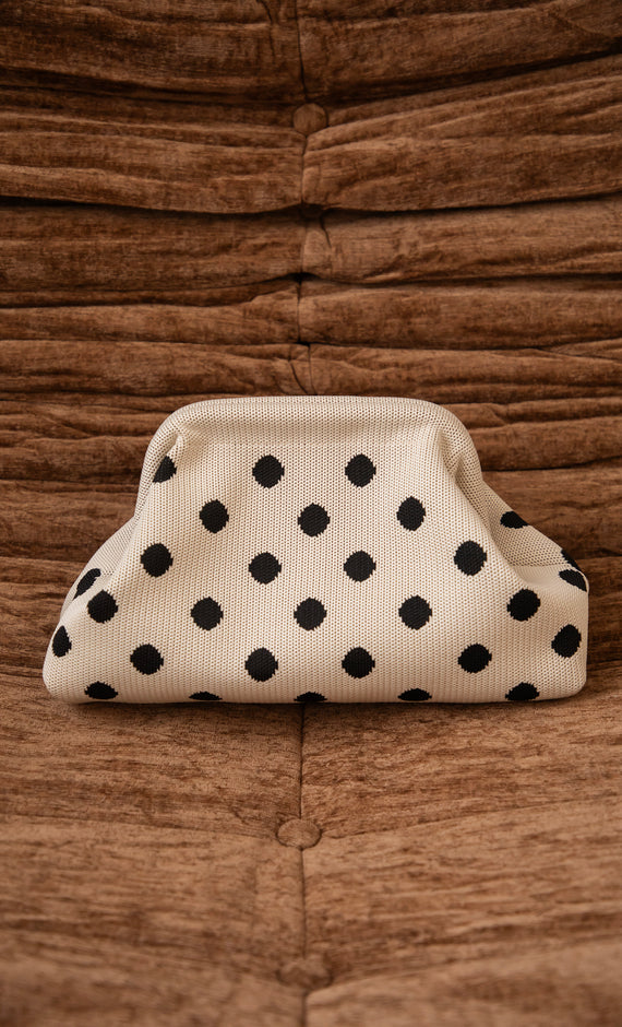 Pia Polka Clutch Off White/Black - Handbag