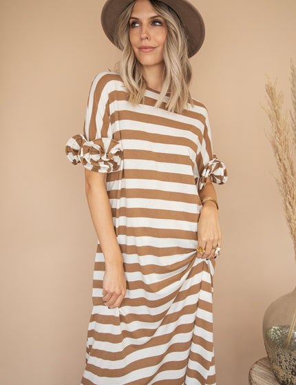 Zebrina Camel/White - Maxi Dress