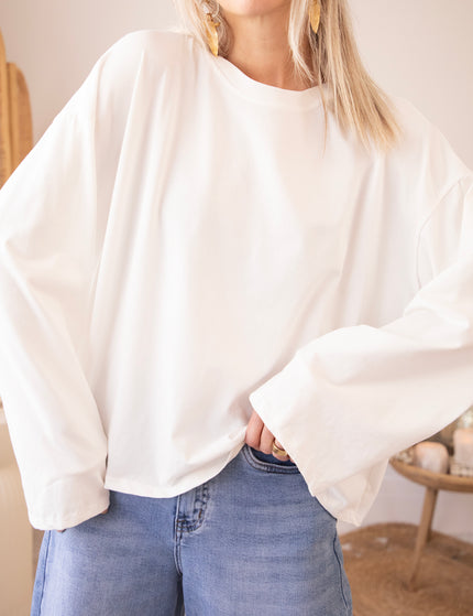 Langarmshirt - Sadie Basic - Weiß