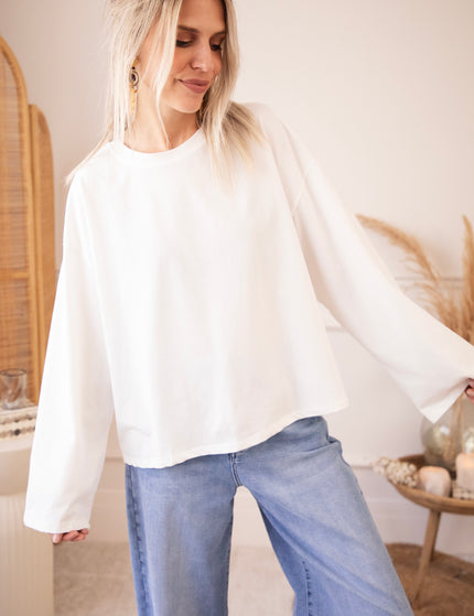 Langarmshirt - Sadie Basic - Weiß