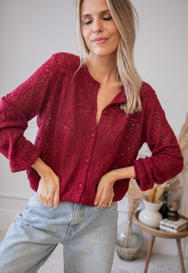 Tilly Burgundy - Cardigan