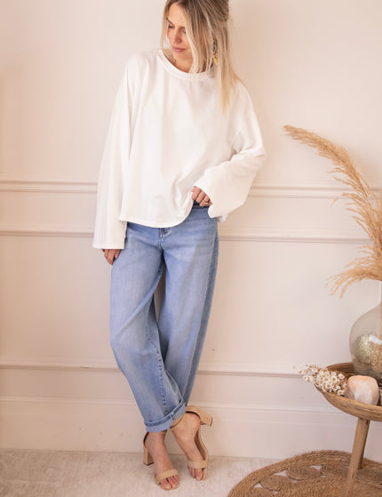 Langarmshirt - Sadie Basic - Weiß