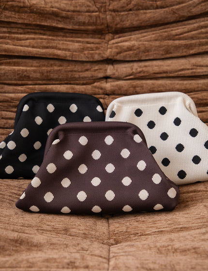 Handtasche - Pia Polka Clutch - Braun/Off-White