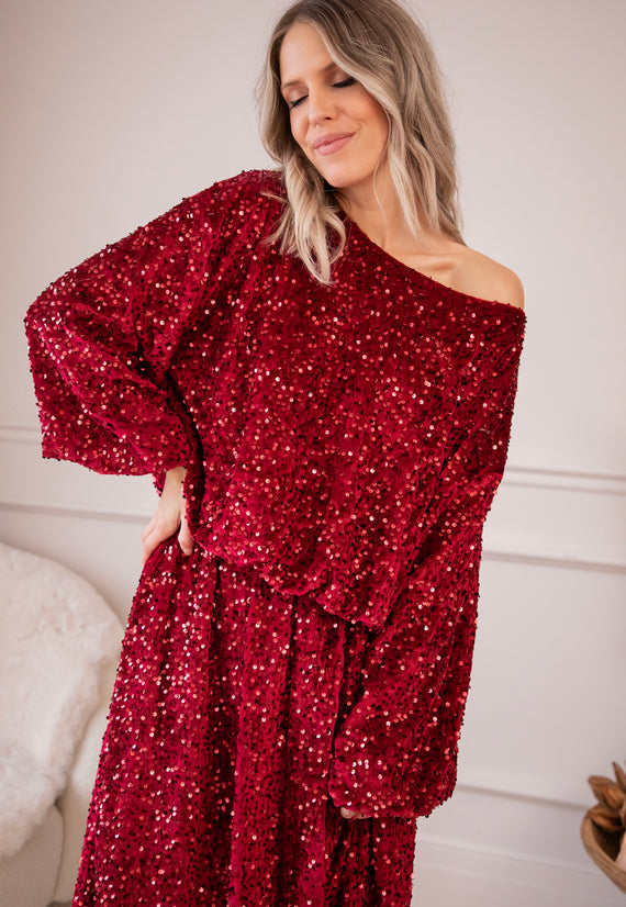 Shimmer Dreams Bordeaux - Blouse